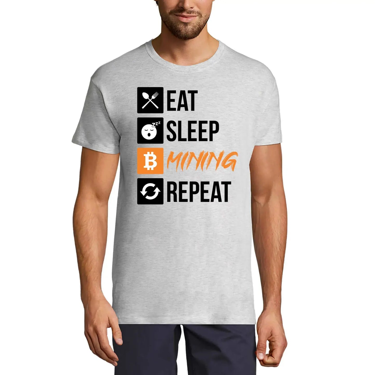 Men's Graphic T-Shirt Eat Sleep Mining Repeat Traders Quote - Cryptocurrency Eco-Friendly Limited Edition Short Sleeve Tee-Shirt Vintage Birthday Gift Novelty