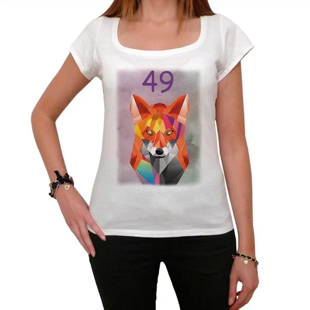 Women's Graphic T-Shirt Geometric Fox 49 49th Birthday Anniversary 49 Year Old Gift 1975 Vintage Eco-Friendly Ladies Short Sleeve Novelty Tee