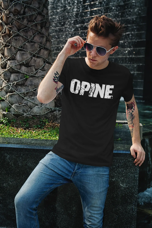 opine Men's Short Sleeve Round Neck T-shirt , 5 letters Black , word 00006