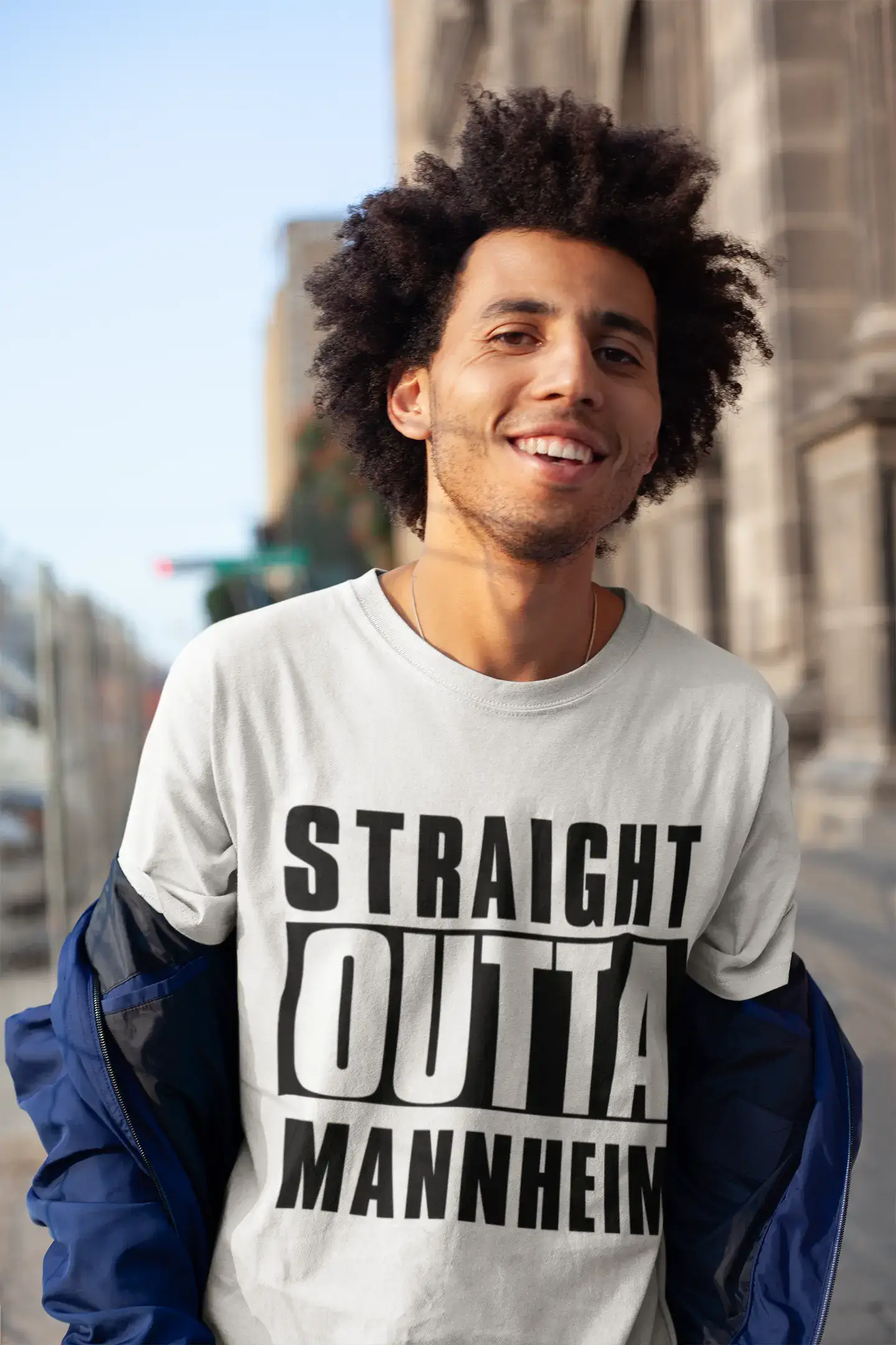 Straight Outta Mannheim, Herren-Kurzarm-Rundhals-T-Shirt 00027