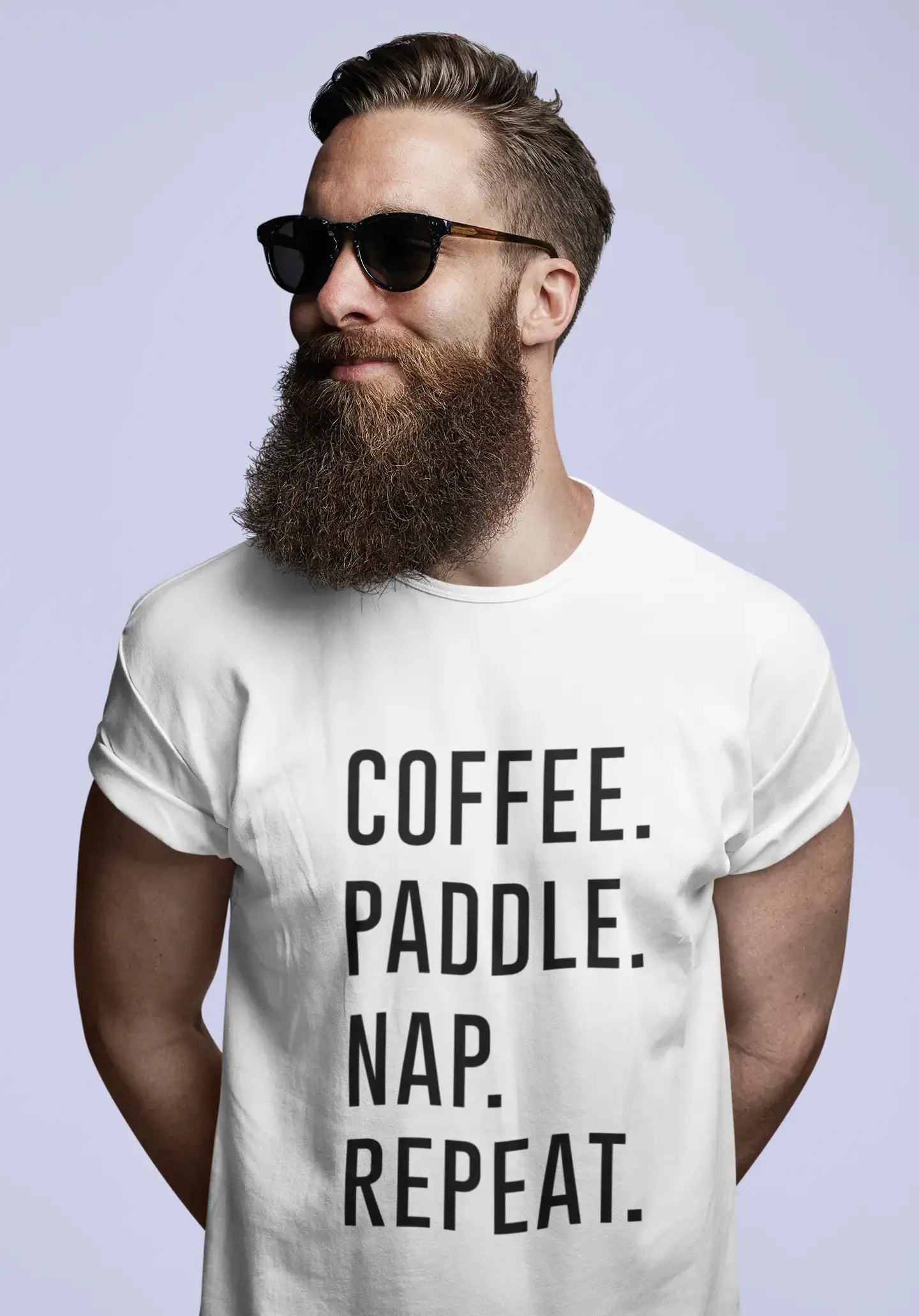 COFFEE PADDLE NAP REPEAT Herren-Kurzarm-Rundhals-T-Shirt 00058