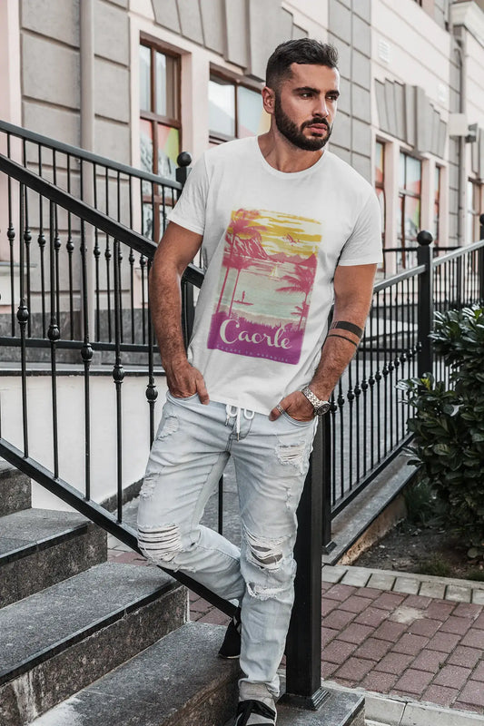 Caorle, Escape to paradise, Blanc , T-shirt à manches courtes et col rond Homme 00281