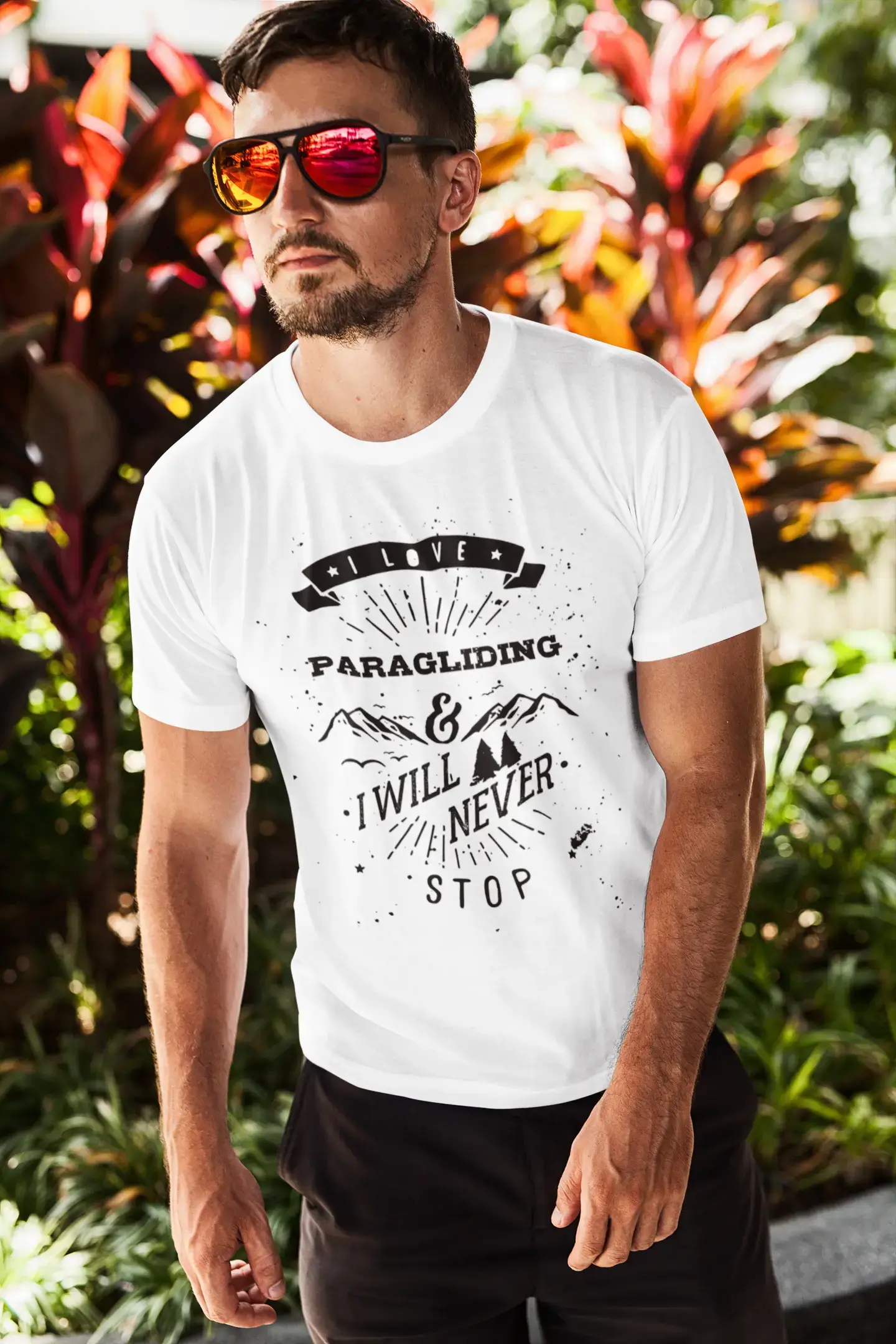 PARAGLIDING, I love extreme sport, White, Men's Short Sleeve Round Neck T-shirt 00290