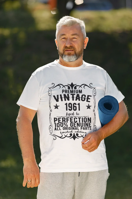 Premium Vintage année 1961, blanc, T-shirt à manches courtes et col rond pour hommes, t-shirt cadeau 00349