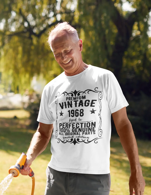 Premium Vintage année 1968, blanc, T-shirt à manches courtes et col rond pour hommes, t-shirt cadeau 00349