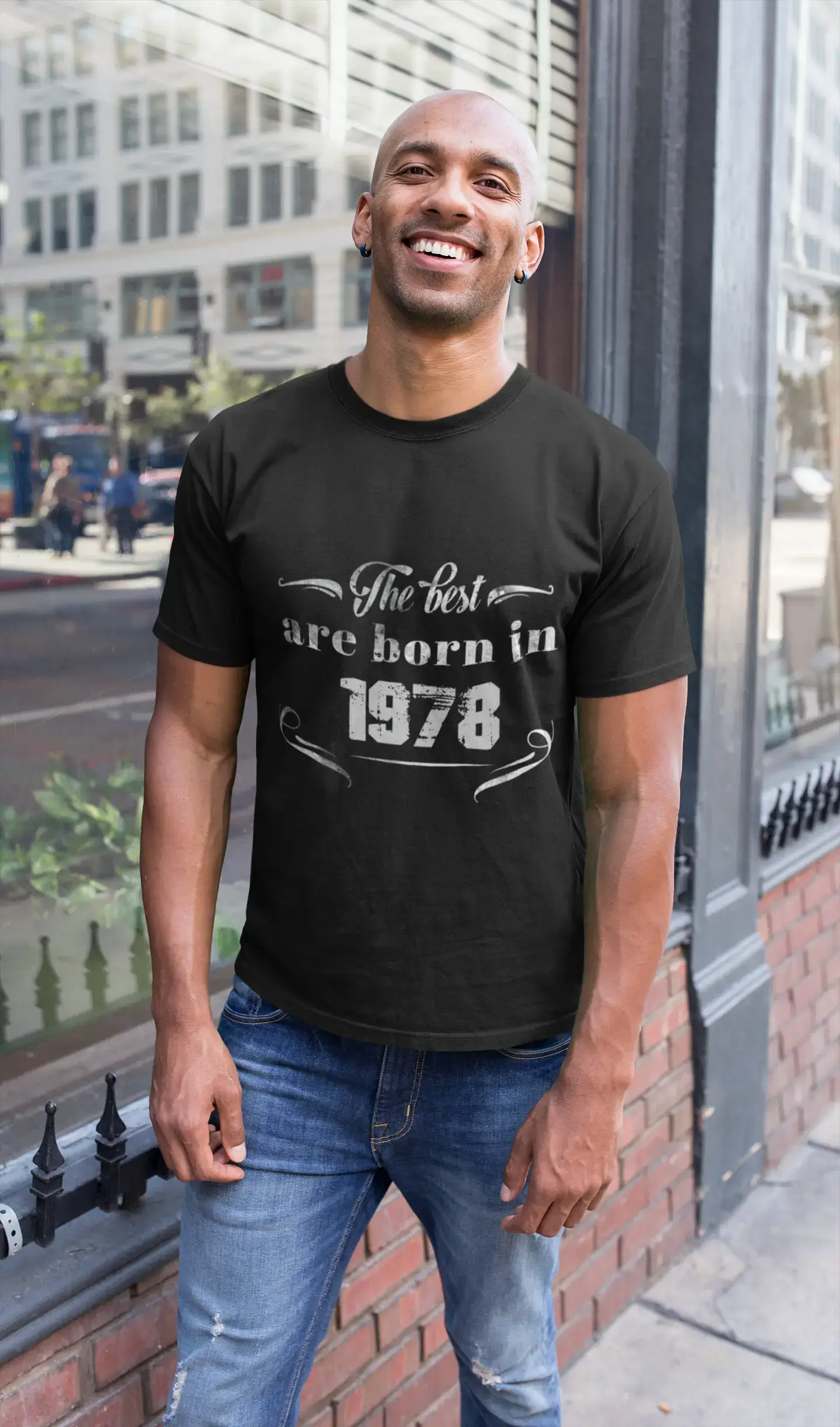 The Best are Born in 1978 Men's T-shirt Black Birthday Gift Round Neck 00397