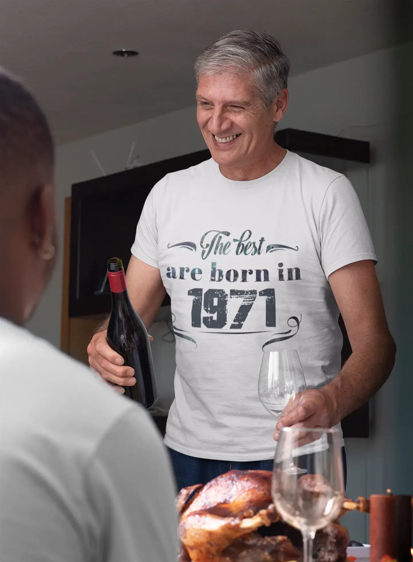 The Best are Born in 1971 Men's T-shirt Blanc Anniversaire Cadeau 00398