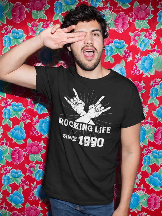 Rocking Life Since 1990 Men's T-shirt Black Birthday Gift 00419