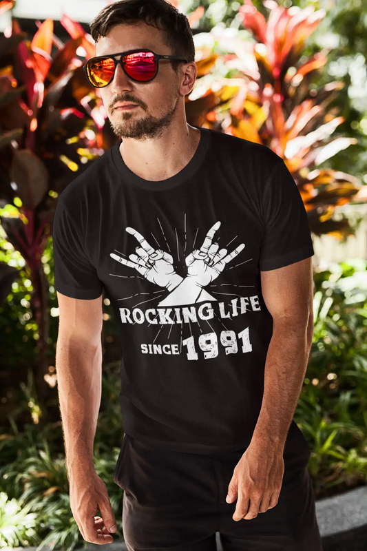 Rocking Life Since 1991 Men's T-shirt Black Birthday Gift 00419