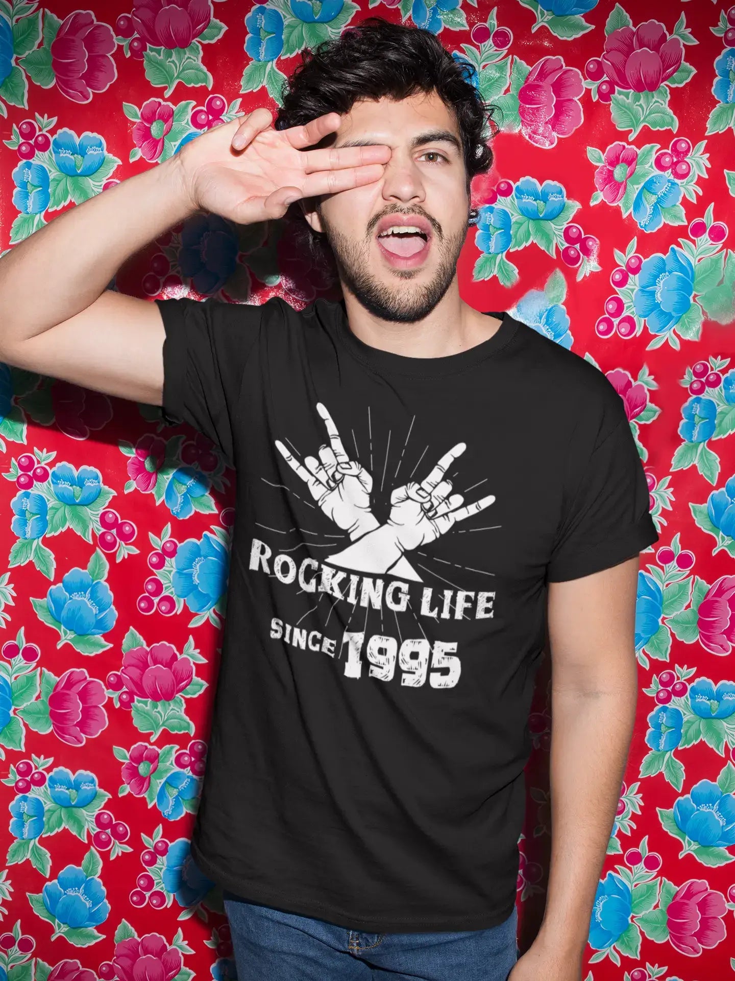 Rocking Life Since 1995 Men's T-shirt Black Birthday Gift 00419