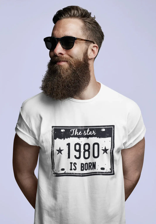 The Star 1980 is Born Herren T-Shirt Weiß Geburtstagsgeschenk 00453