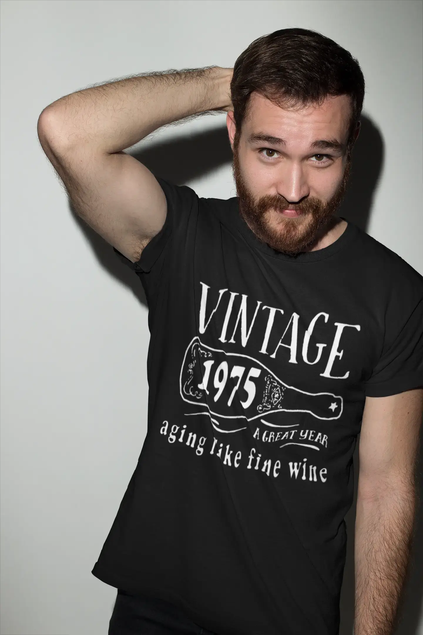 1975 Aging Like a Fine Wine Men's T-shirt Black Birthday Gift 00458