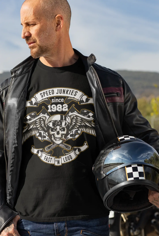 Speed Junkies Since 1982 Men's T-shirt Black Birthday Gift 00462