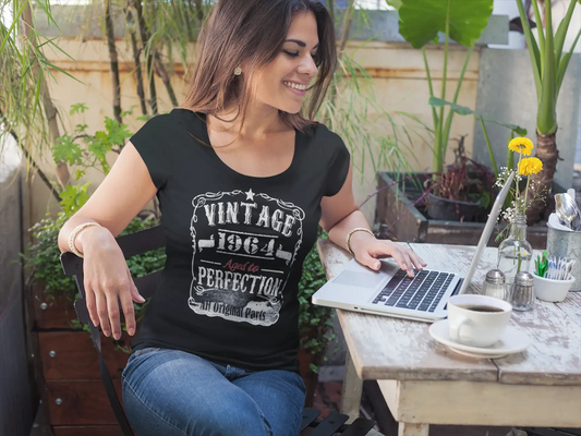 1964 Vintage Aged to Perfection Damen T-Shirt Schwarz Geburtstagsgeschenk 00492