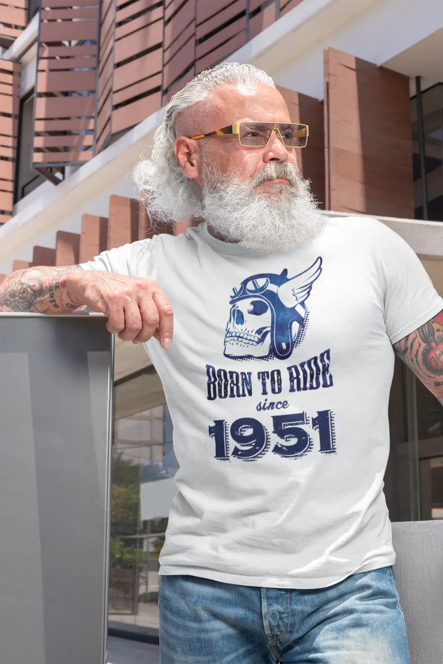 1951, Born to Ride Since 1951 Men's T-shirt White Birthday Gift 00494