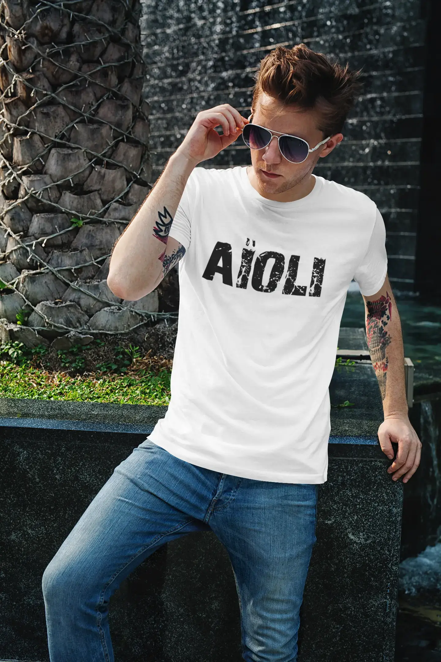 Men's Tee Shirt Vintage T shirt Aïoli X-Small White 00561