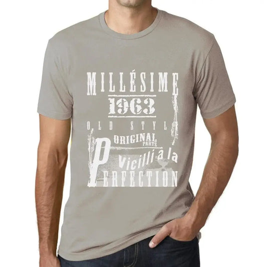 Men's Graphic T-Shirt Vintage Aged to Perfection 1963 – Millésime Vieilli à la Perfection 1963 – 61st Birthday Anniversary 61 Year Old Gift 1963 Vintage Eco-Friendly Short Sleeve Novelty Tee