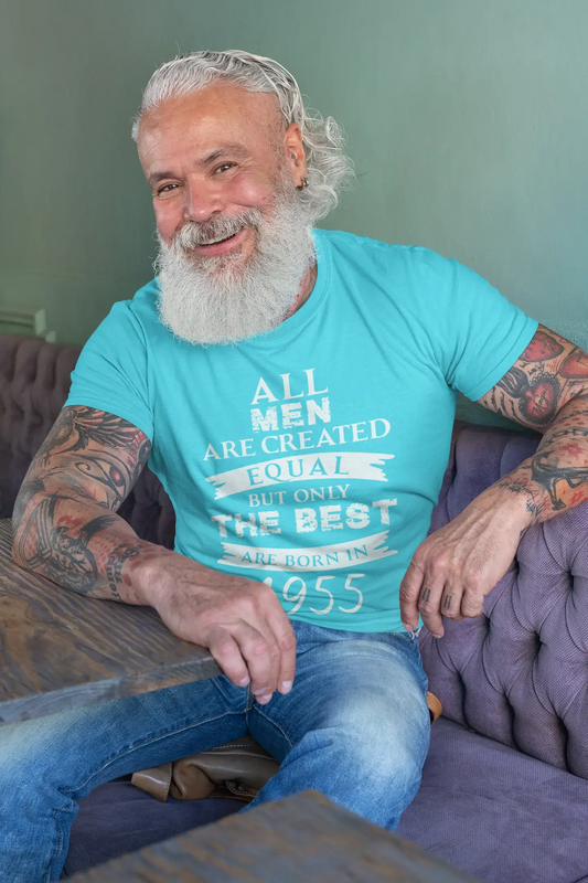 Homme Tee Vintage T Shirt Born in 1955 Aqua Atoll