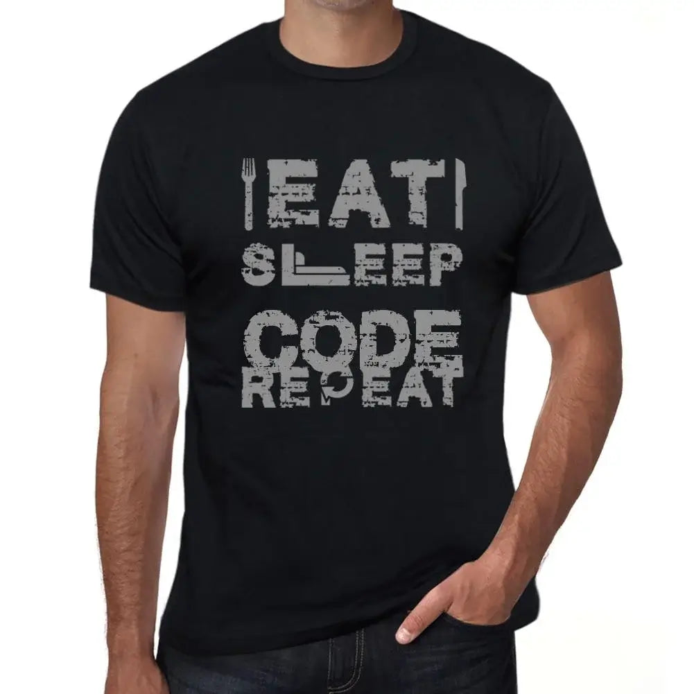 Men's Graphic T-Shirt Eat Sleep Code Repeat Eco-Friendly Limited Edition Short Sleeve Tee-Shirt Vintage Birthday Gift Novelty