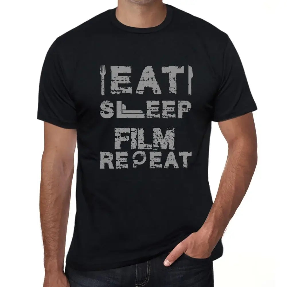 Men's Graphic T-Shirt Eat Sleep Film Repeat Eco-Friendly Limited Edition Short Sleeve Tee-Shirt Vintage Birthday Gift Novelty