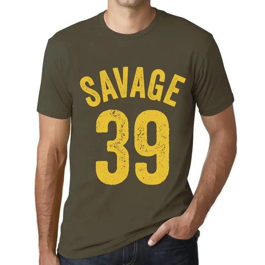 Men's Graphic T-Shirt Savage 39 39th Birthday Anniversary 39 Year Old Gift 1985 Vintage Eco-Friendly Short Sleeve Novelty Tee