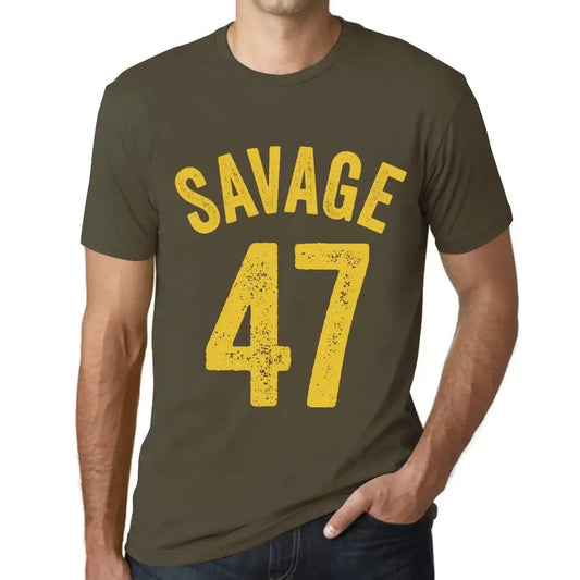 Men's Graphic T-Shirt Savage 47 47th Birthday Anniversary 47 Year Old Gift 1977 Vintage Eco-Friendly Short Sleeve Novelty Tee