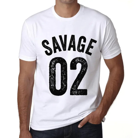 Men's Graphic T-Shirt Savage 02 2nd Birthday Anniversary 2 Year Old Gift 2022 Vintage Eco-Friendly Short Sleeve Novelty Tee