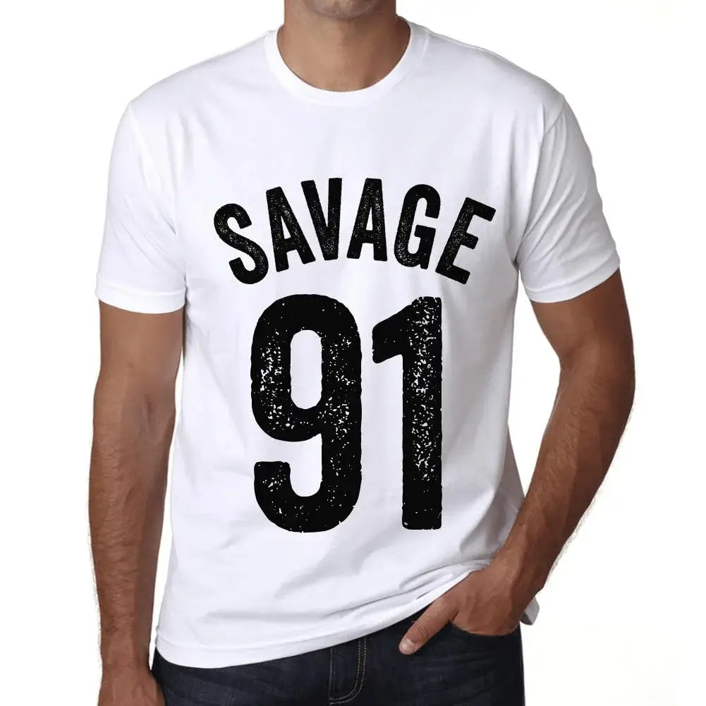 Men's Graphic T-Shirt Savage 91 91st Birthday Anniversary 91 Year Old Gift 1933 Vintage Eco-Friendly Short Sleeve Novelty Tee