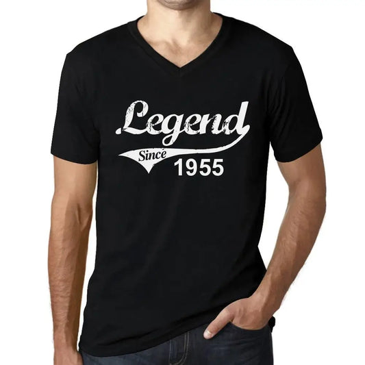 Men's Graphic T-Shirt V Neck Legend Since 1955 69th Birthday Anniversary 69 Year Old Gift 1955 Vintage Eco-Friendly Short Sleeve Novelty Tee