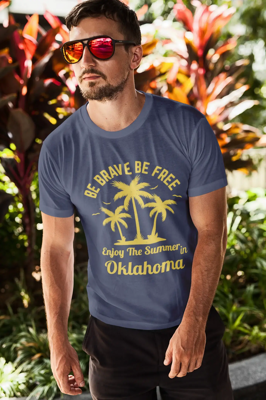 Homme T Shirt Graphique Imprimé Vintage Tee be Brave & Free Enjoy The Summer Oklahoma Denim