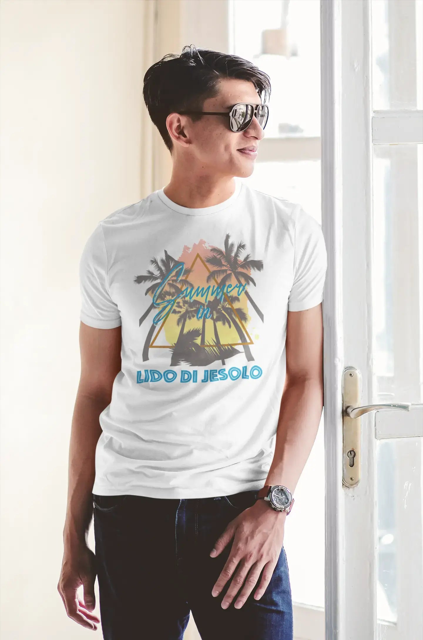 T-shirt <span>graphique</span> <span>homme</span> Triangle d'été Lido di Jesolo <span>Blanc</span>