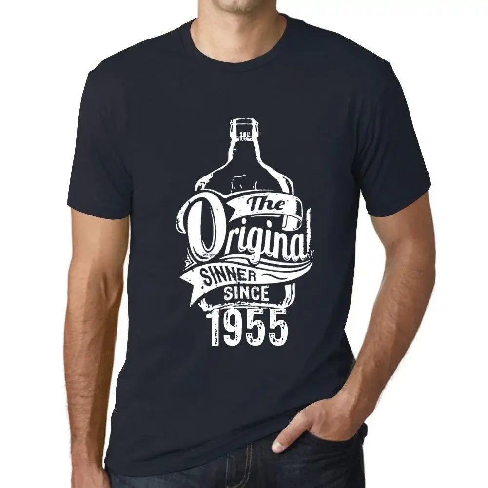 Men's Graphic T-Shirt The Original Sinner Since 1955 69th Birthday Anniversary 69 Year Old Gift 1955 Vintage Eco-Friendly Short Sleeve Novelty Tee