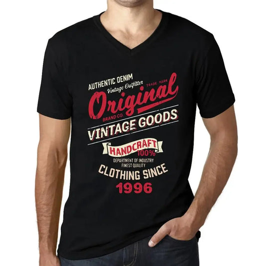 Men's Graphic T-Shirt V Neck Original Vintage Clothing Since 1996 28th Birthday Anniversary 28 Year Old Gift 1996 Vintage Eco-Friendly Short Sleeve Novelty Tee