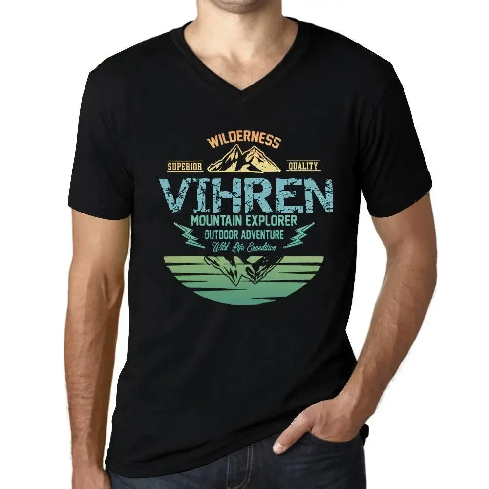 Men's Graphic T-Shirt V Neck Outdoor Adventure, Wilderness, Mountain Explorer Vihren Eco-Friendly Limited Edition Short Sleeve Tee-Shirt Vintage Birthday Gift Novelty