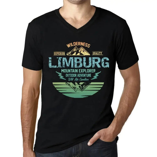 Men's Graphic T-Shirt V Neck Outdoor Adventure, Wilderness, Mountain Explorer Limburg Eco-Friendly Limited Edition Short Sleeve Tee-Shirt Vintage Birthday Gift Novelty