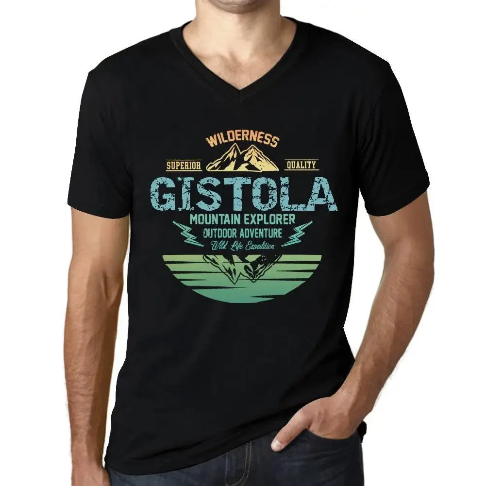 Men's Graphic T-Shirt V Neck Outdoor Adventure, Wilderness, Mountain Explorer Gistola Eco-Friendly Limited Edition Short Sleeve Tee-Shirt Vintage Birthday Gift Novelty