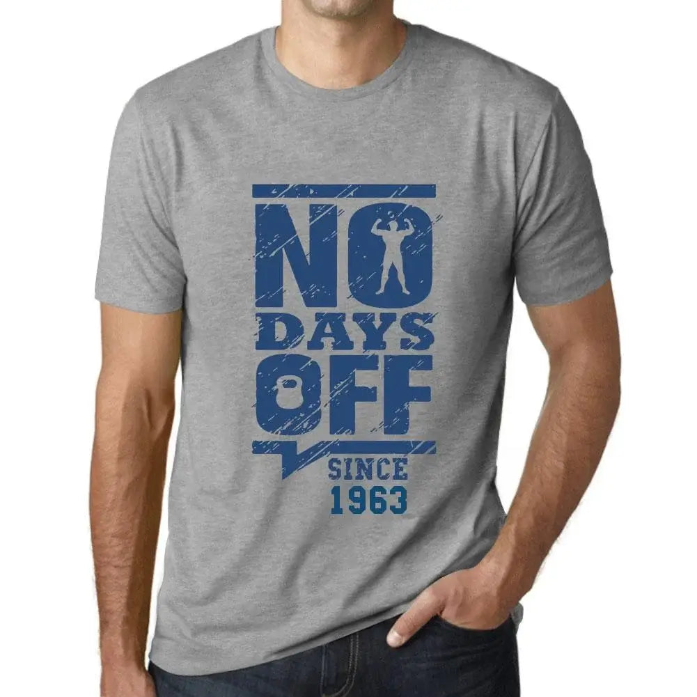 Men's Graphic T-Shirt No Days Off Since 1963 61st Birthday Anniversary 61 Year Old Gift 1963 Vintage Eco-Friendly Short Sleeve Novelty Tee