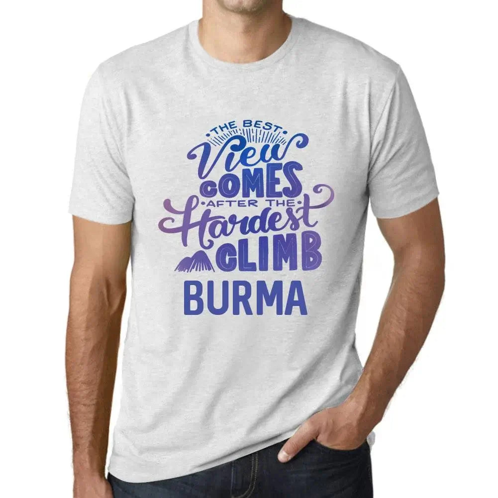 Men's Graphic T-Shirt The Best View Comes After Hardest Mountain Climb Burma Eco-Friendly Limited Edition Short Sleeve Tee-Shirt Vintage Birthday Gift Novelty