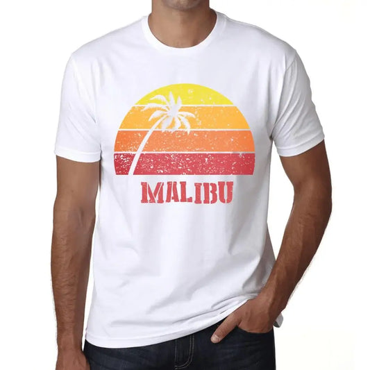 Men's Graphic T-Shirt Palm, Beach, Sunset In Malibu Eco-Friendly Limited Edition Short Sleeve Tee-Shirt Vintage Birthday Gift Novelty