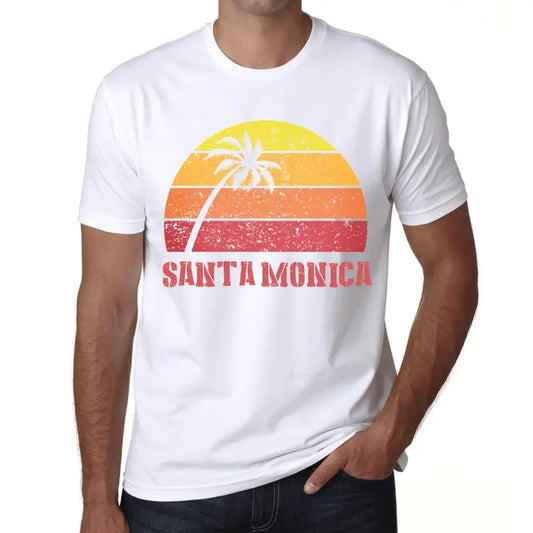 Men's Graphic T-Shirt Palm, Beach, Sunset In Santa Monica Eco-Friendly Limited Edition Short Sleeve Tee-Shirt Vintage Birthday Gift Novelty