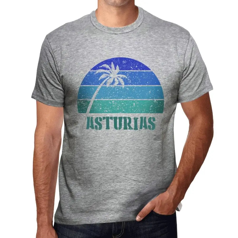 Men's Graphic T-Shirt Palm, Beach, Sunset In Asturias Eco-Friendly Limited Edition Short Sleeve Tee-Shirt Vintage Birthday Gift Novelty