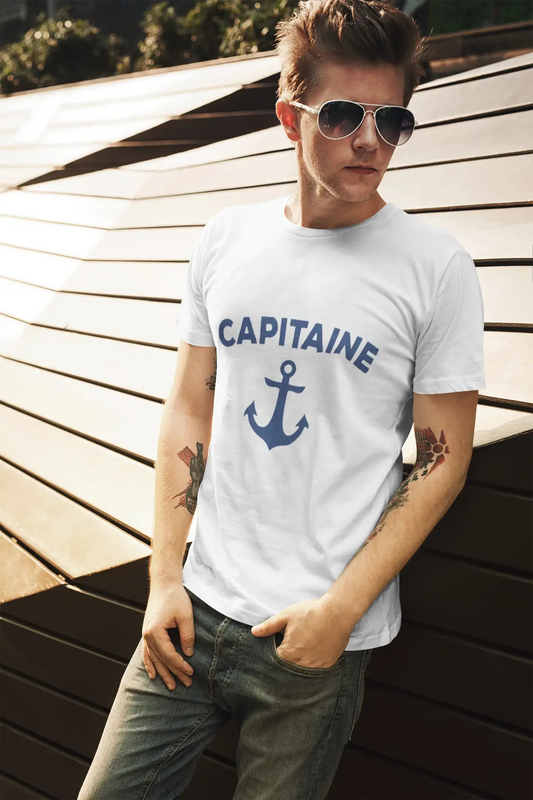 Homme T-Shirt Graphique Imprimé Vintage Tee Capitaine Blanc