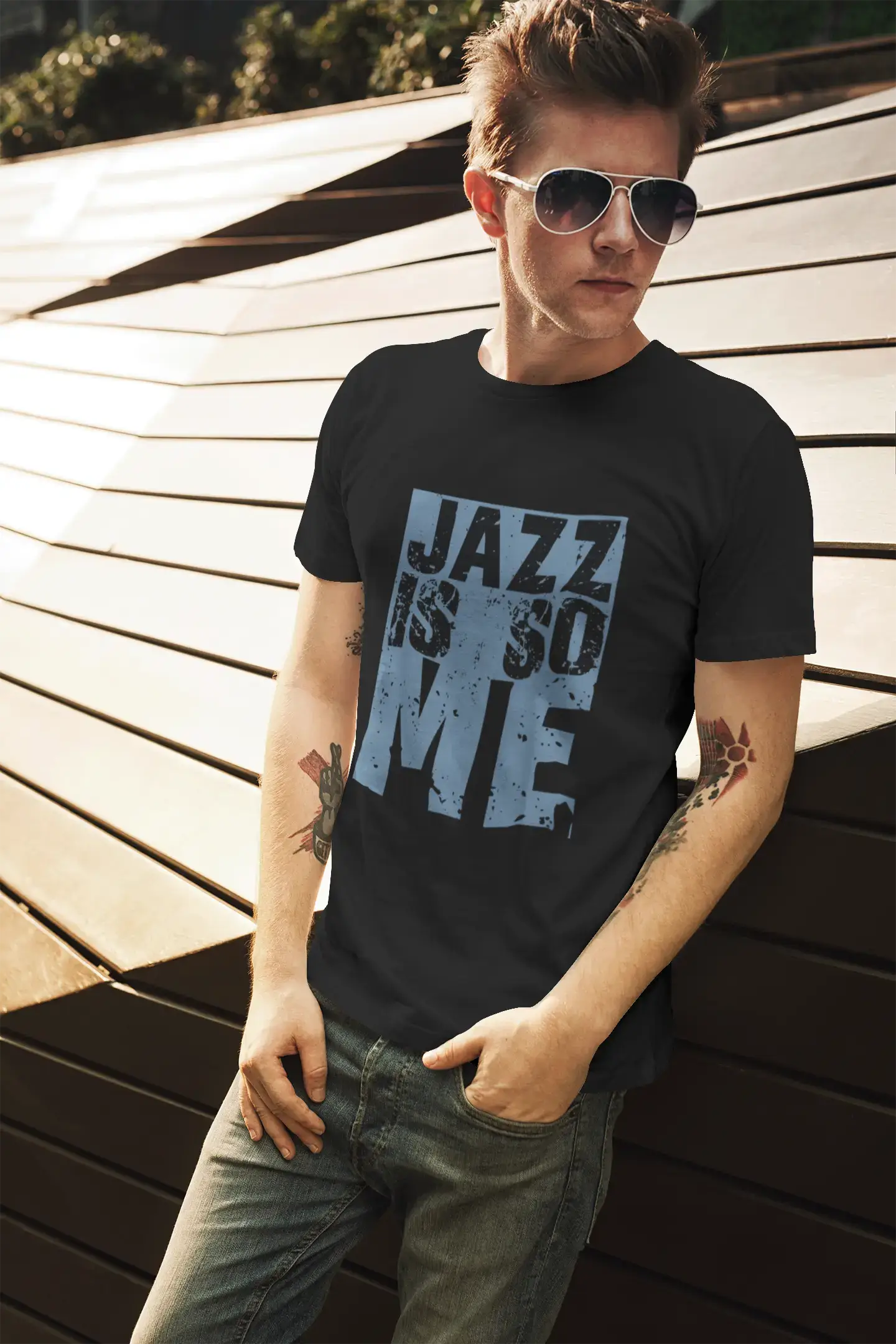 <span>Grafisches</span> <span>Herren</span> -T-Shirt JAZZ Is So Me <span>Grey Marl</span>