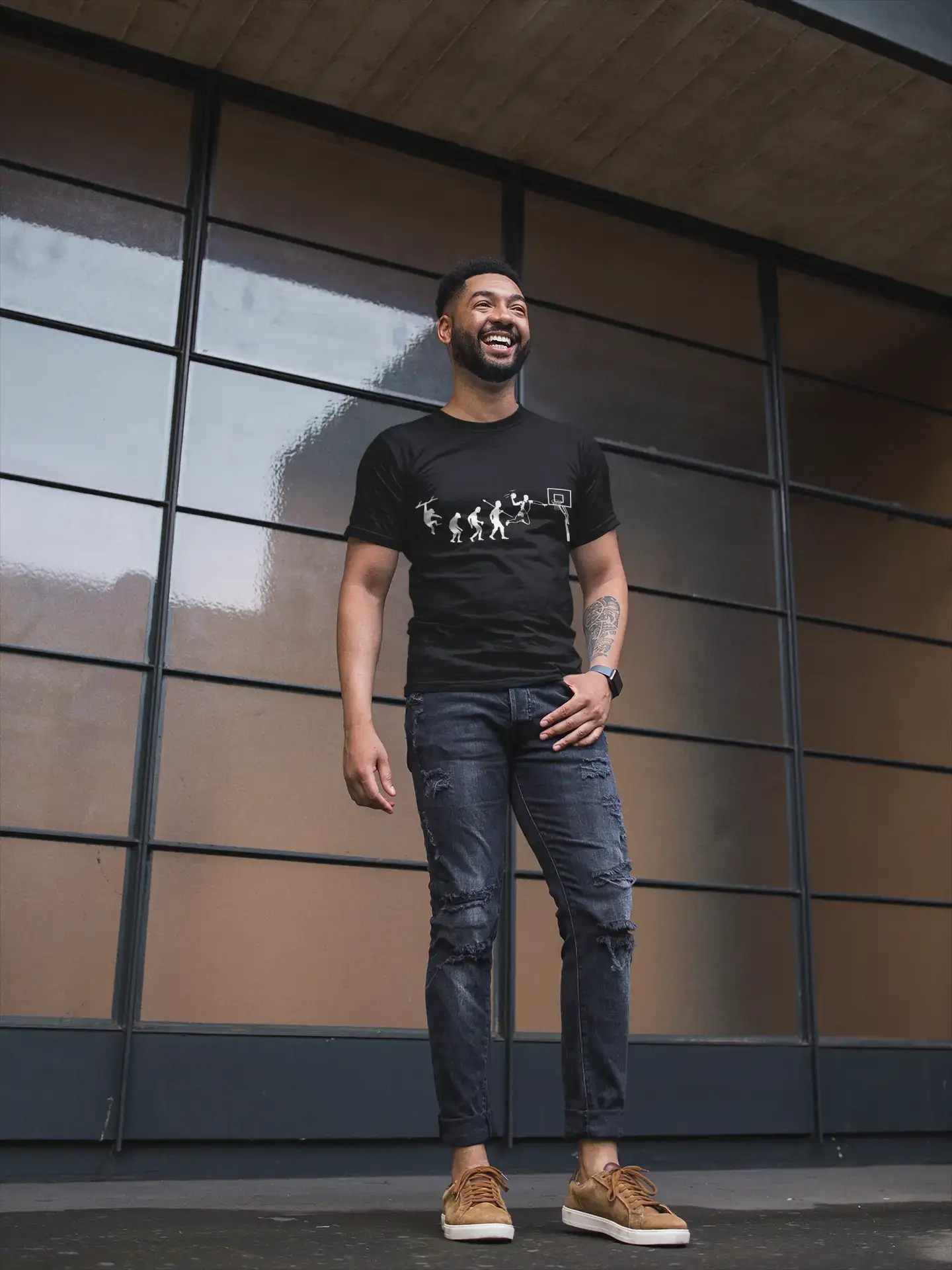 Unisex Graphic T-Shirt Evolution of the Basket Navy