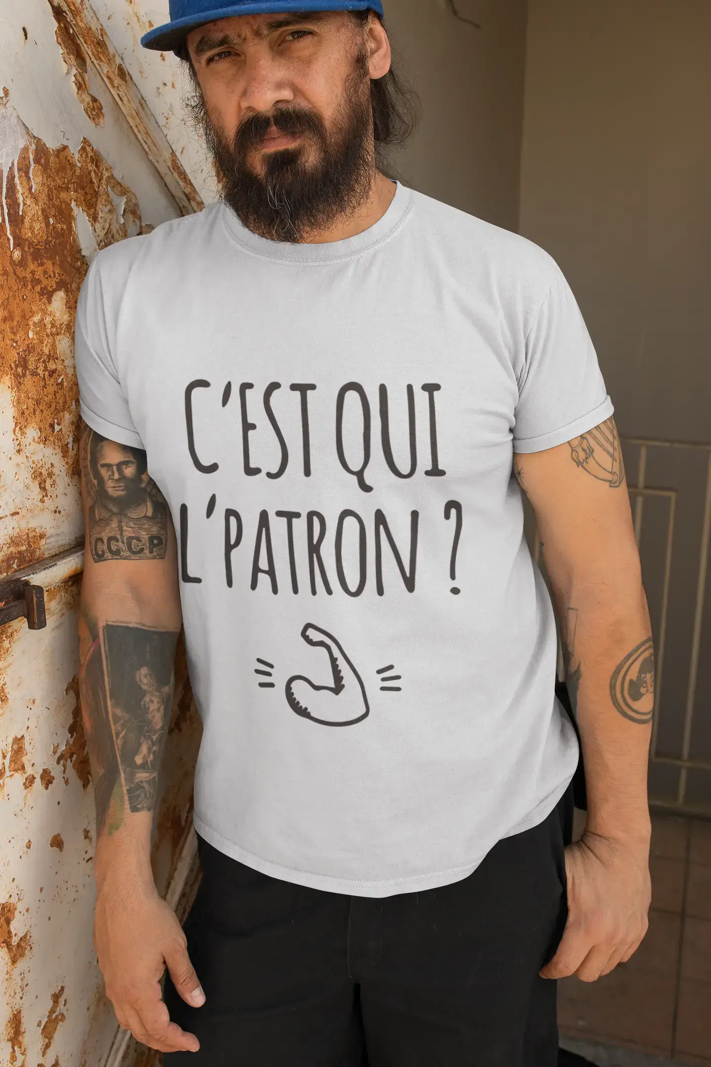 Ultrabasic - Homme Graphique C'est Qui l'Patron T-Shirt Blanc Lettre