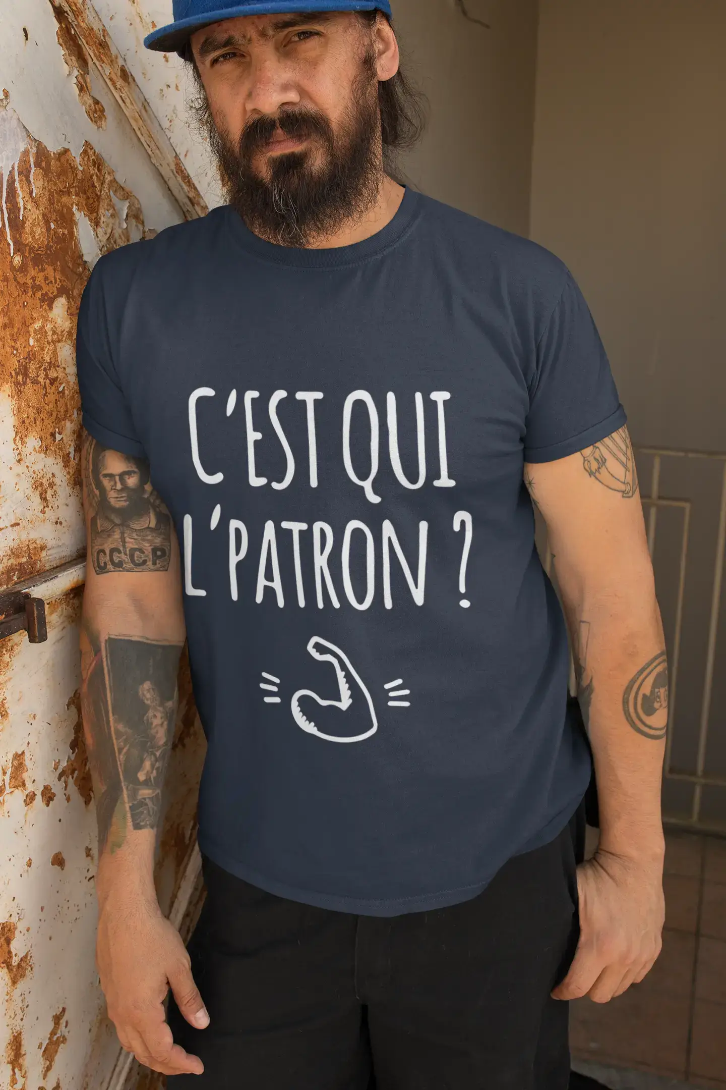 Ultrabasic - Homme Graphique C'est Qui l'Patron T-Shirt Blanc Lettre