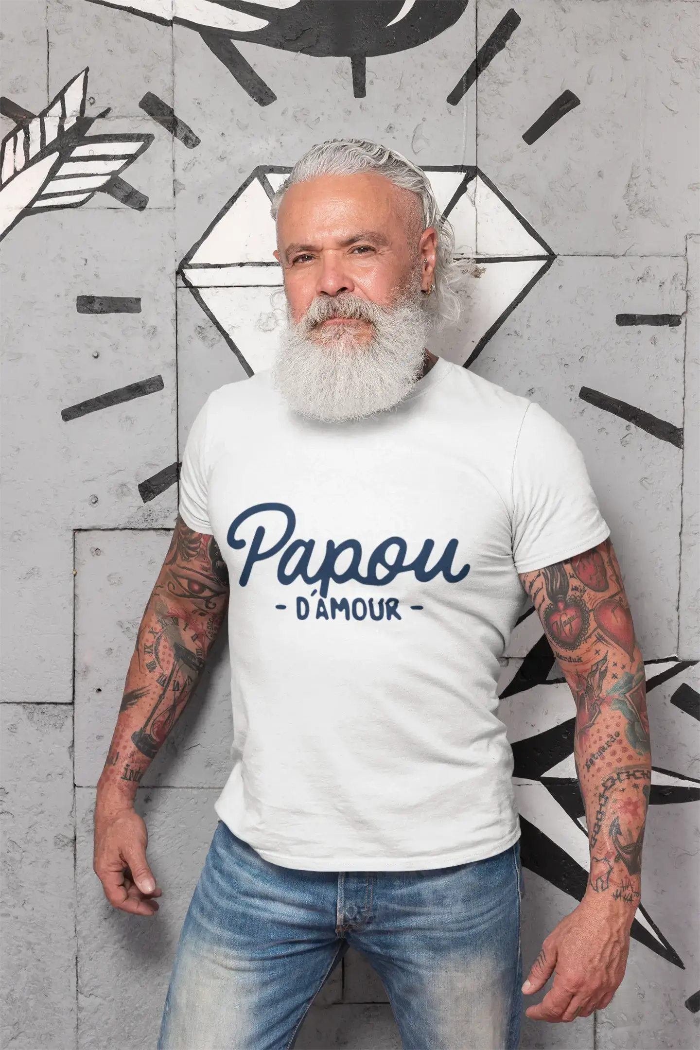 Ultrabasic - Homme Graphique Papou d'amour T-Shirt Marine Lettre