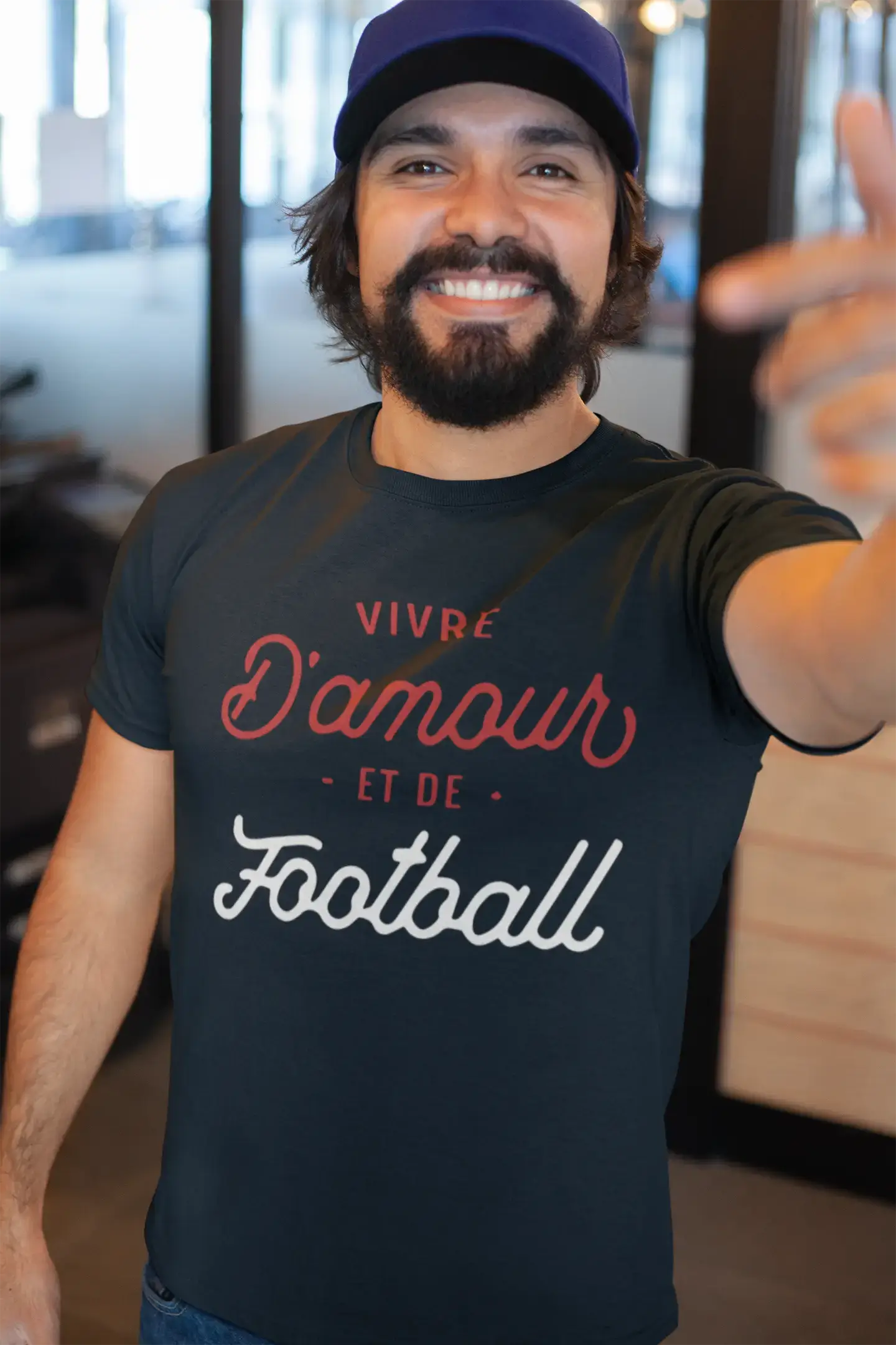 Ultrabasic - Homme Graphique Vivre d'amour et de Football T-Shirt Imprimé Lettres