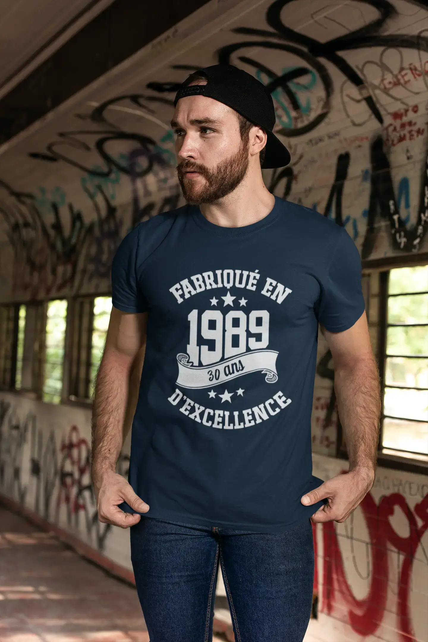 ULTRABASIC – Hergestellt im Jahr 1989, 30 Jahre alt. Ursprüngliches Unisex-T-Shirt aus Denim