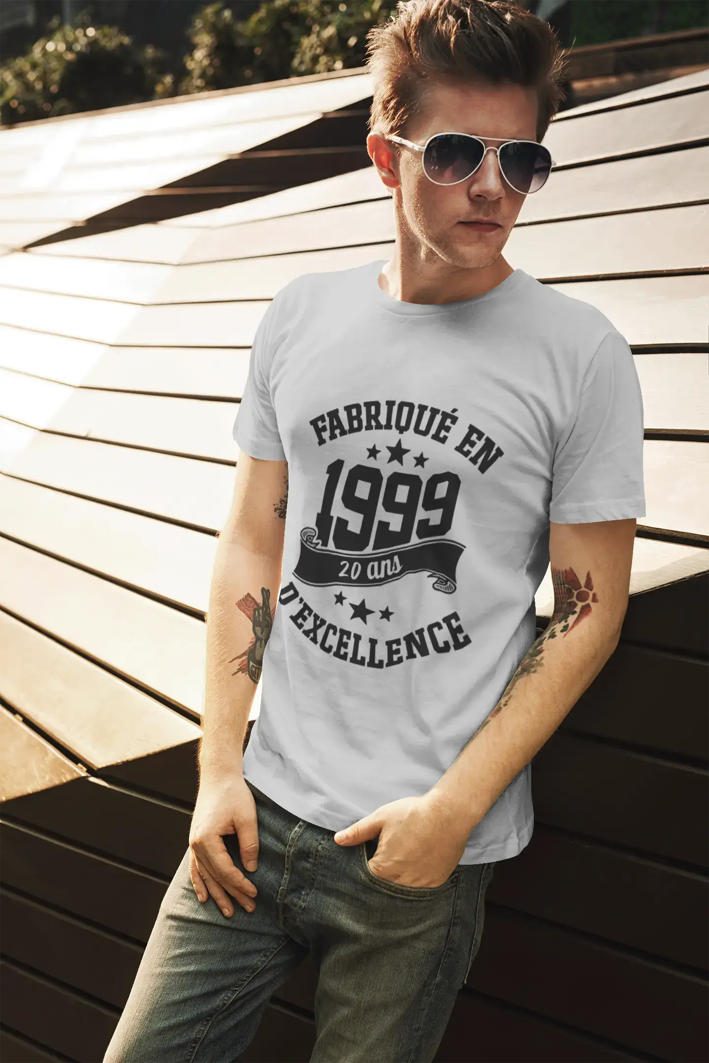 ULTRABASIC - Fabriqué en 1999, 20 Ans d'être Génial Unisex T-Shirt Blanc Chiné